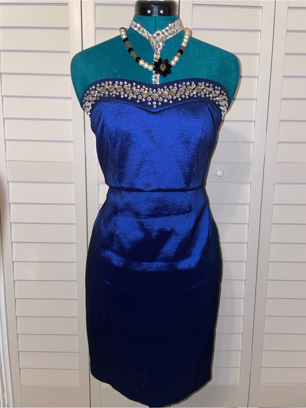 Vintage Bedazzled Royal Blue Midi Dress